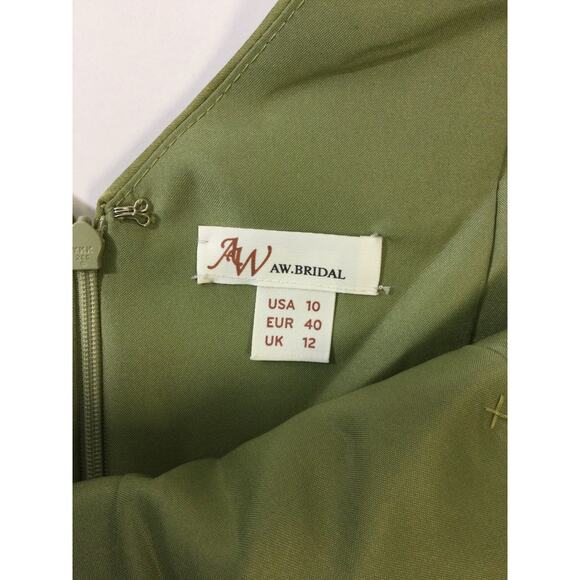 AW BRIDAL SZ 10 L fennel seed green Theodora wedding bridesmaid maxi dress b37 - Picture 9 of 10